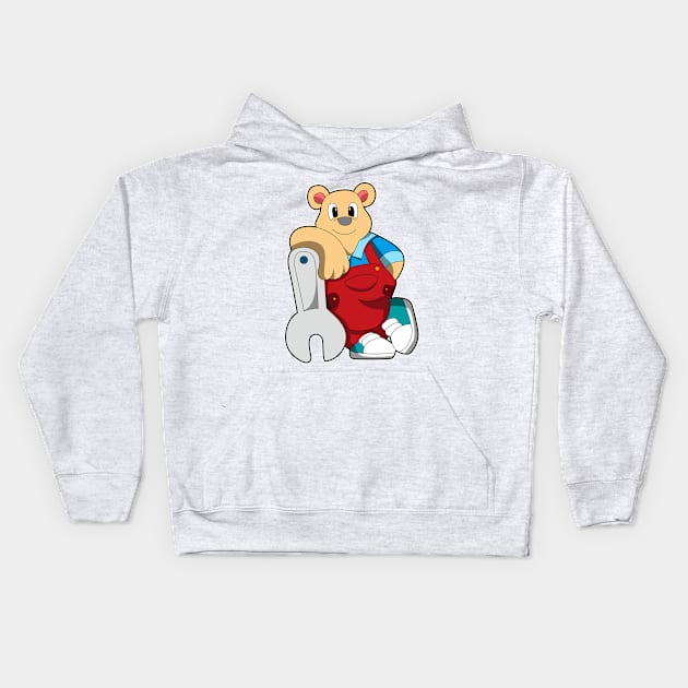 Bear as Mechatronics engineer with Wrench Kids Hoodie by Markus Schnabel